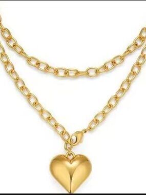 1Zara Solid Steel Heart or Ball & Chain Pendant Oval Link Necklace Women’s Men’s